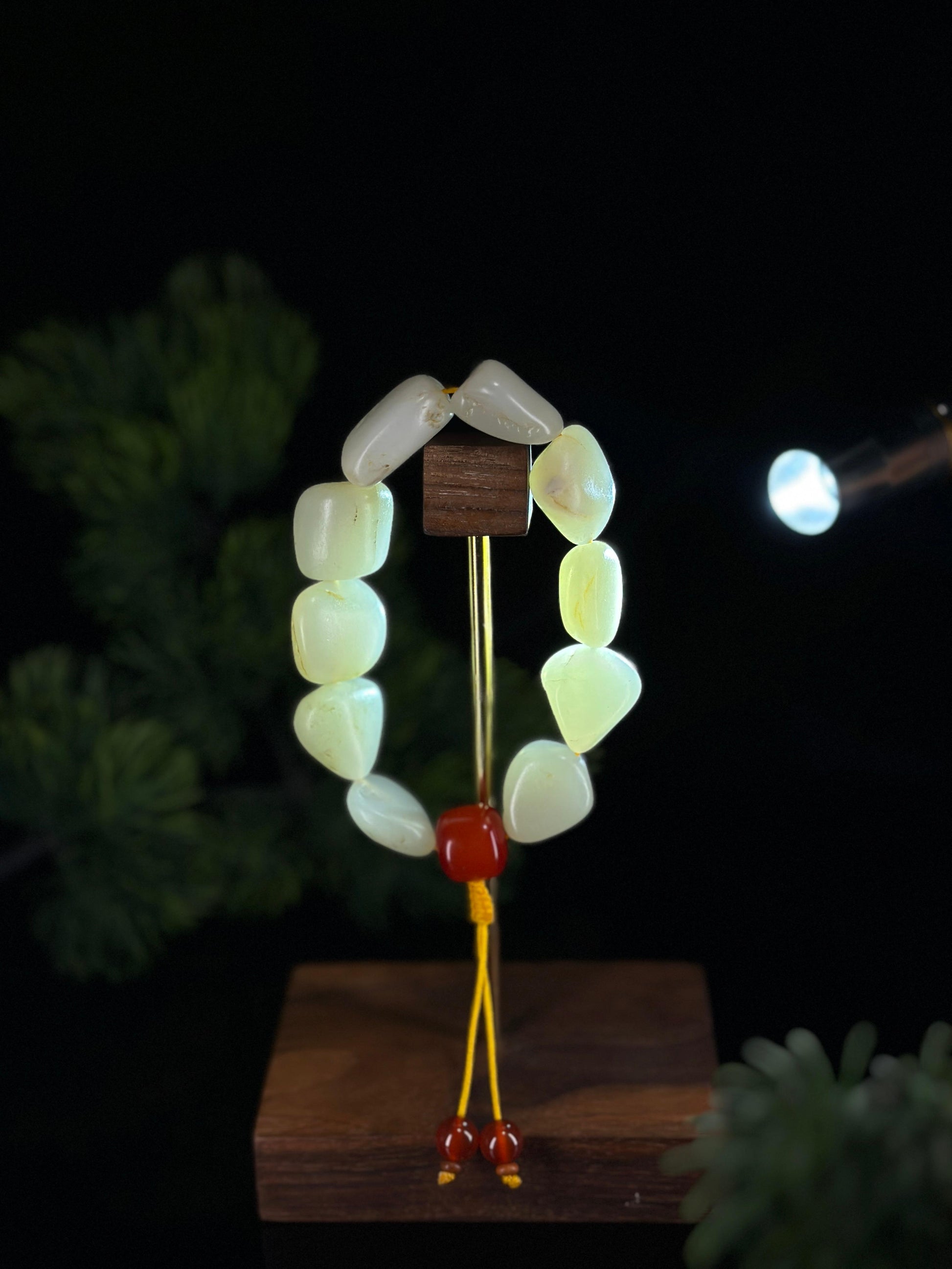 新疆和田玉白玉原籽手串（10颗）（yc470609）
