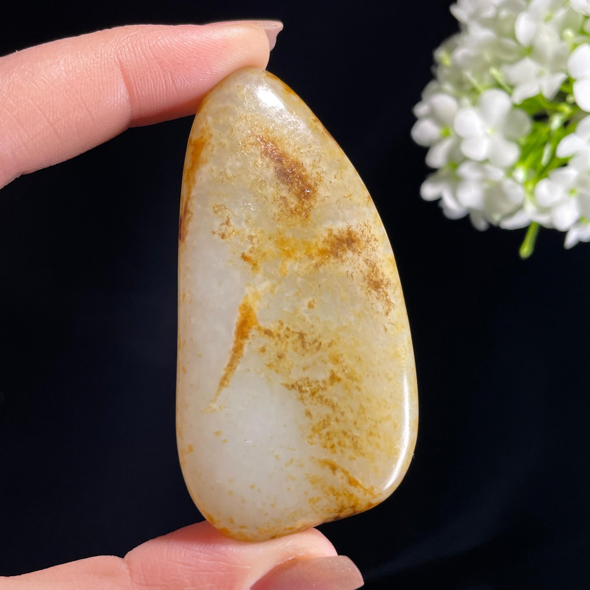 和田玉白玉“云沙漫雪”洒金秋梨皮籽料（yc368501）