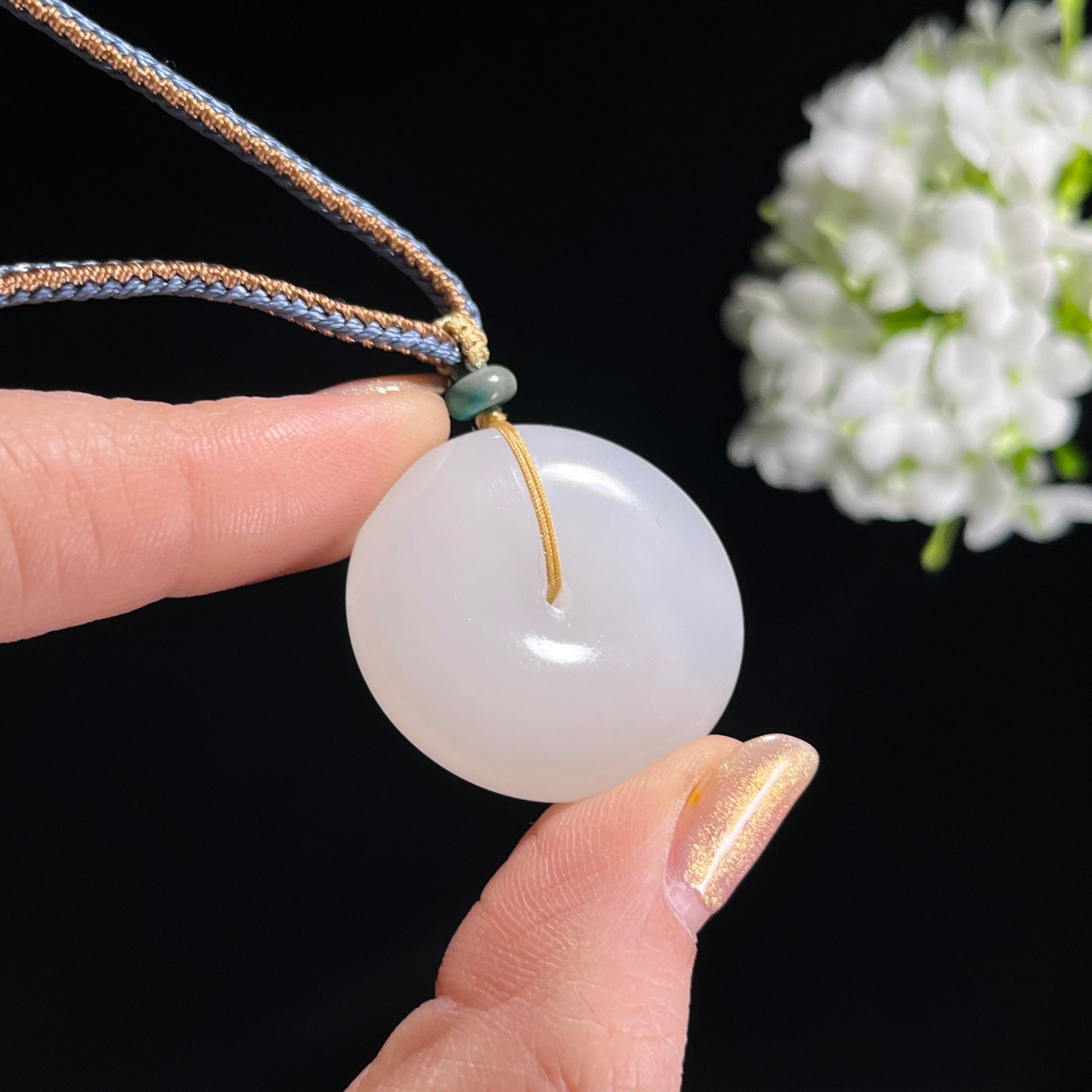 和田玉白玉冰透莹润平安扣（yc303428）