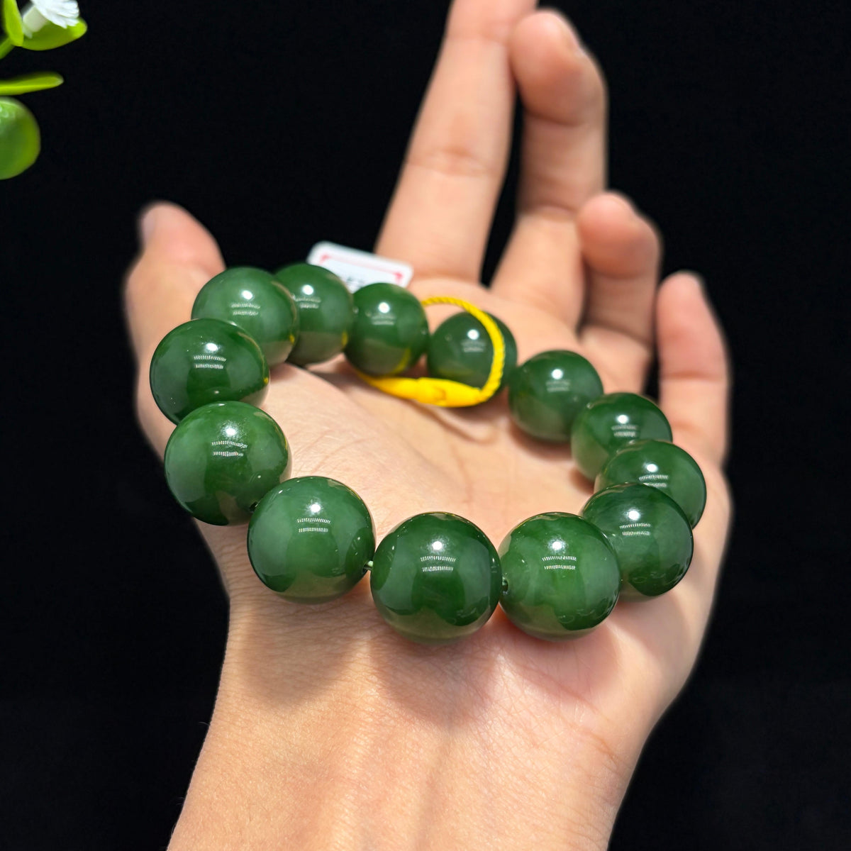 精品和田碧玉菠菜绿手串（yc780165）
