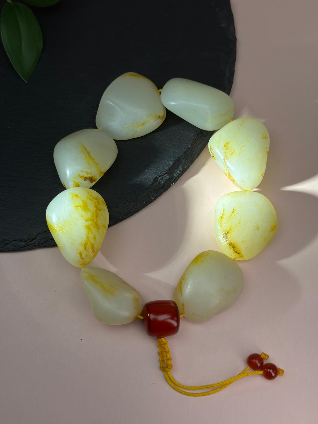 新疆和田玉珍品白玉洒金皮原籽手串（8颗）（yc750274）