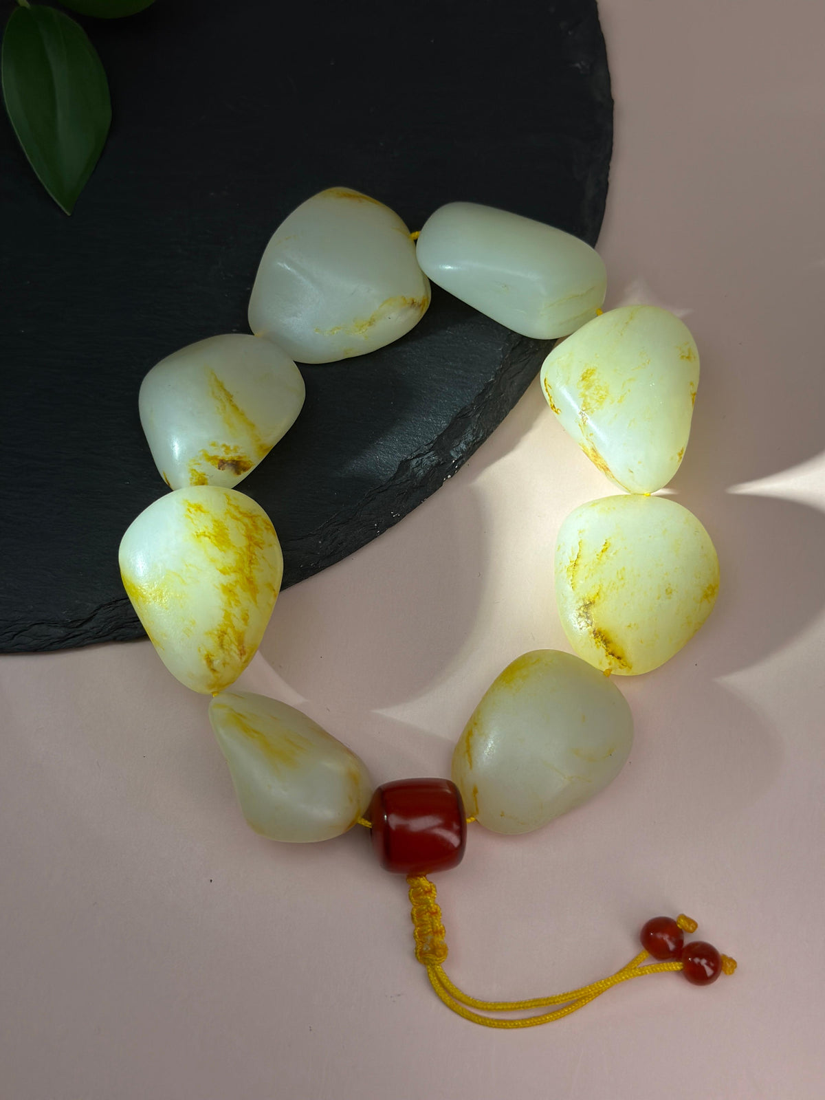 新疆和田玉珍品白玉洒金皮原籽手串（8颗）（yc750274）