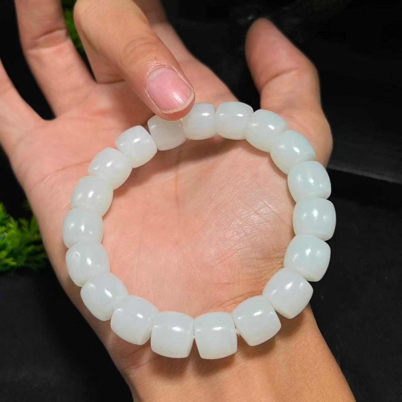 和田玉白玉直切老型珠手串（yc712884）