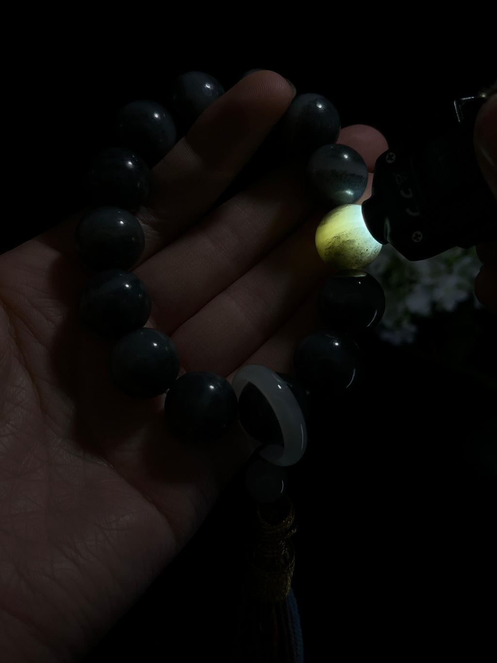 和田玉青花圆形珠手串（yc254767）