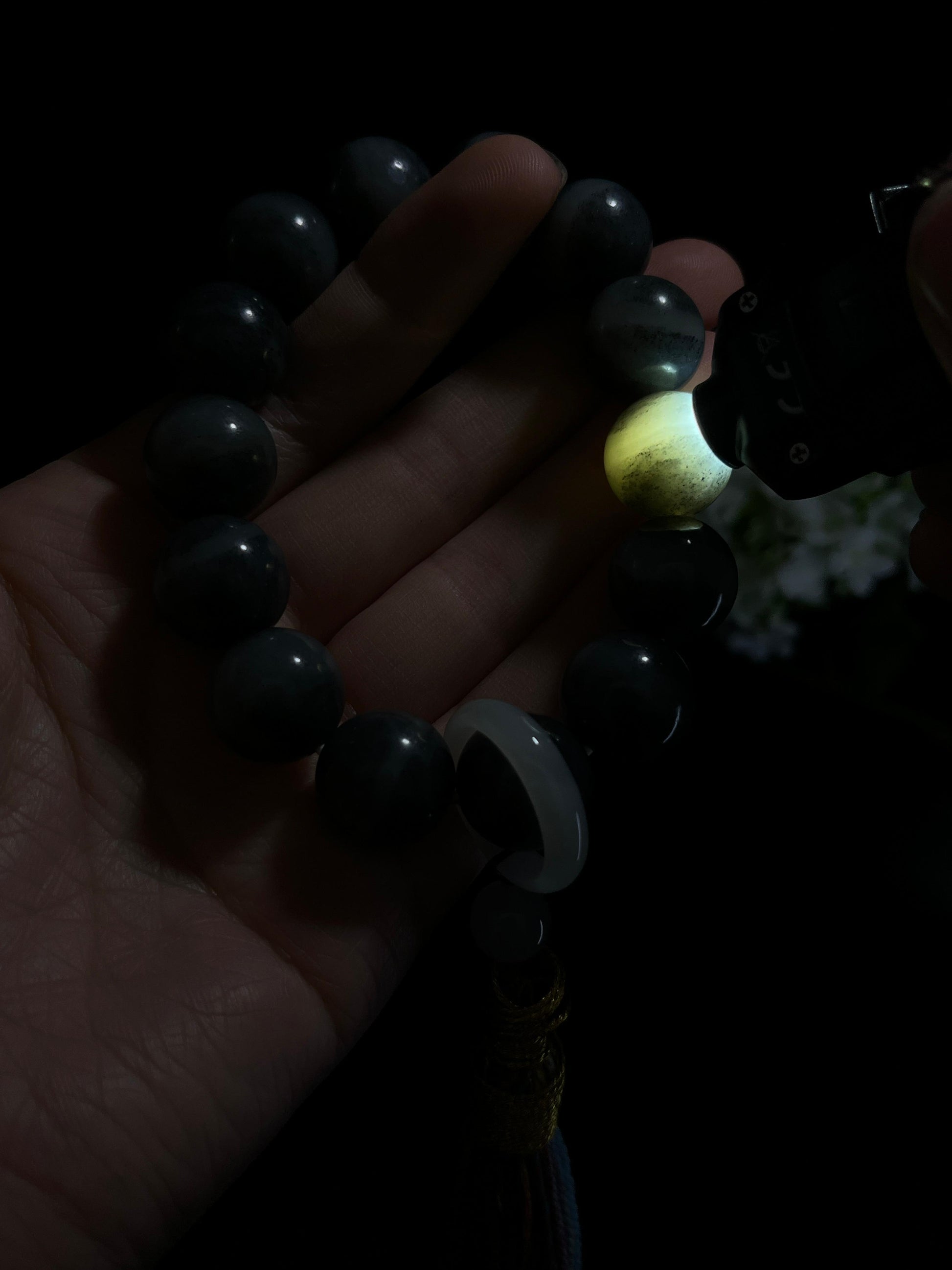 和田玉青花圆形珠手串（yc254767）