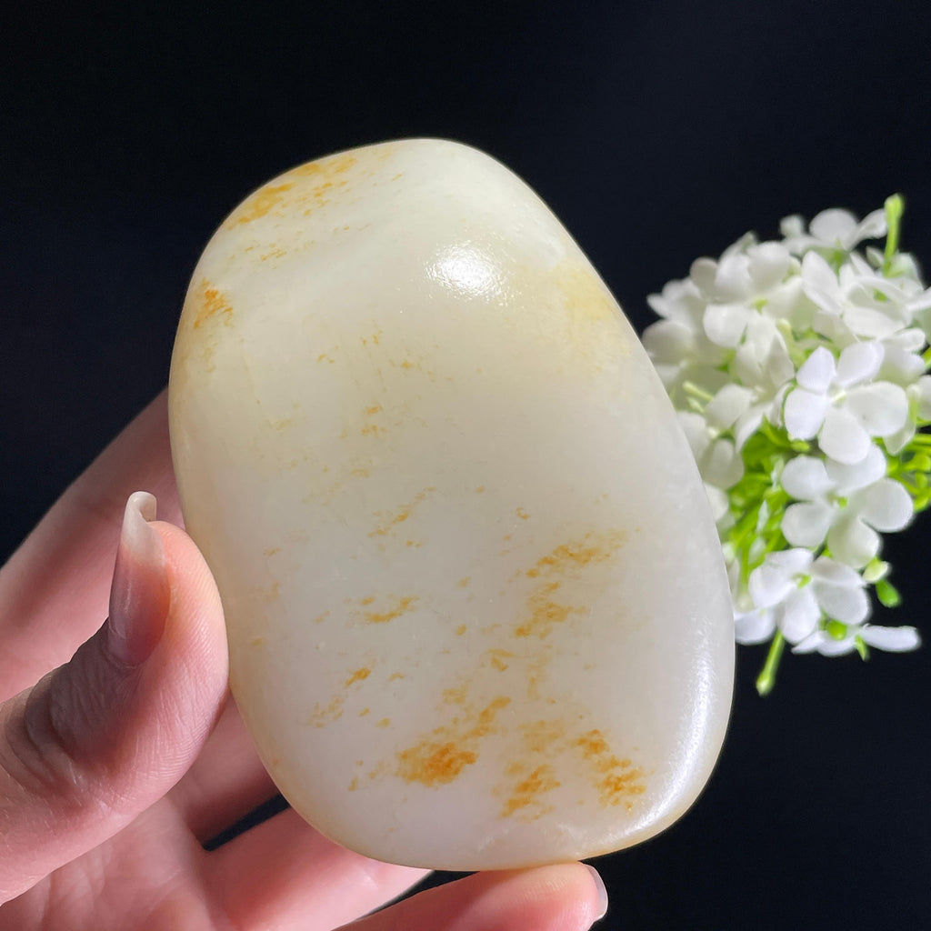 和田玉白玉“瑶光沐泽”洒金黄沁皮籽料（yc406310）