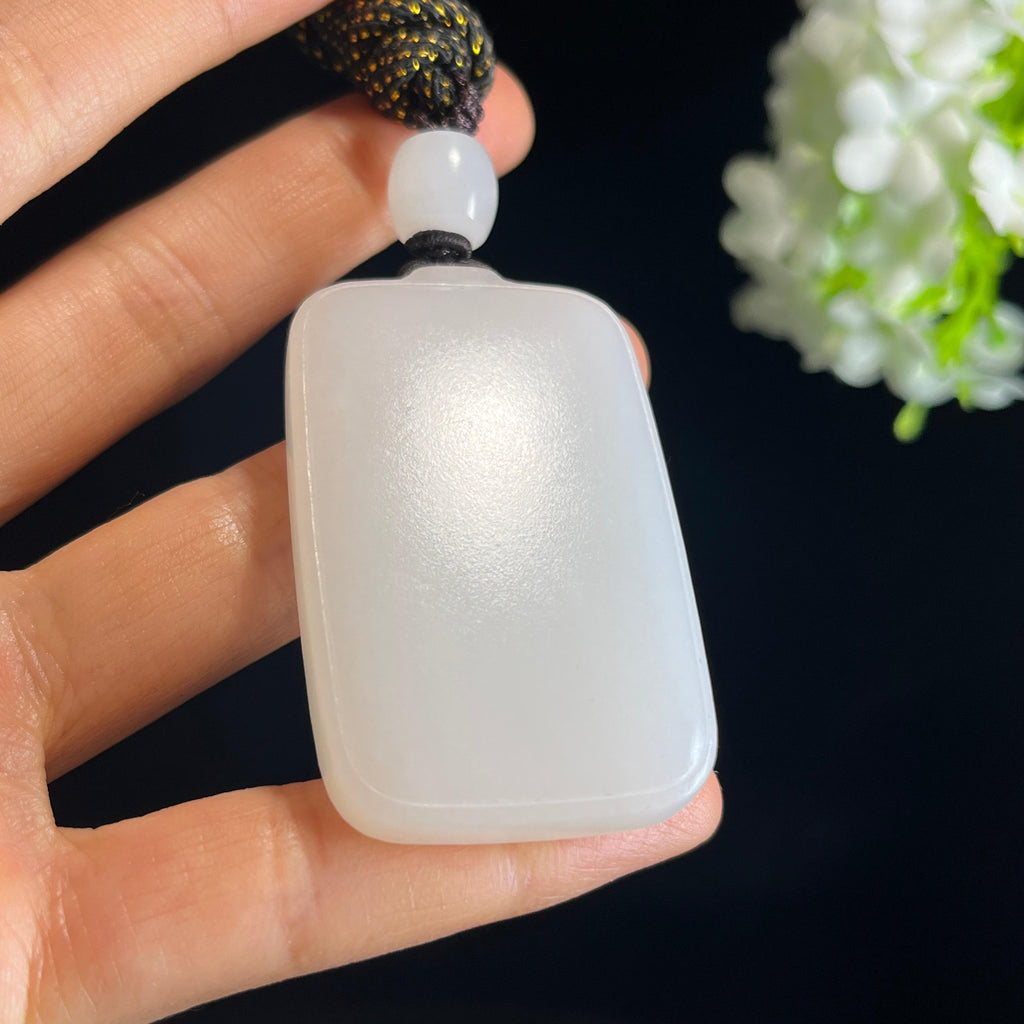 新疆天然和田玉羊脂白玉无事牌（yc349420）