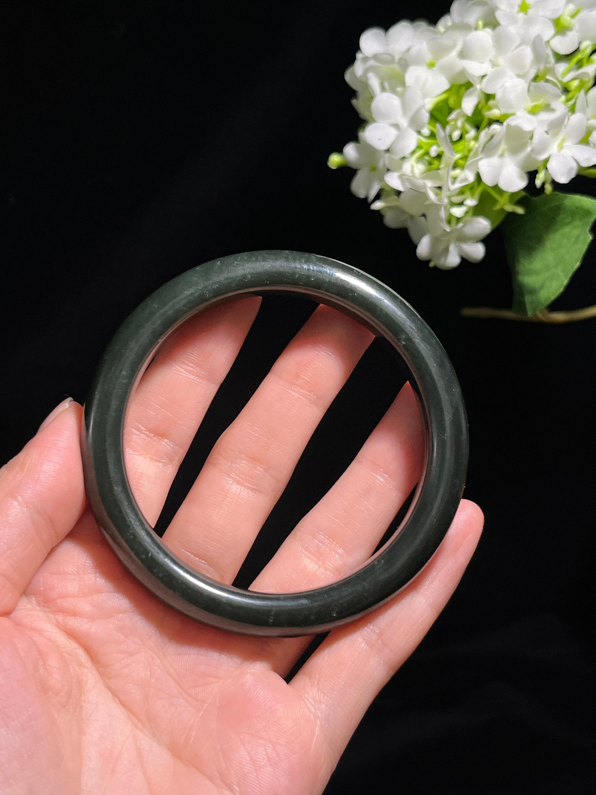 新疆天然和田玉塔青料手镯1（卡58）（yc260245）