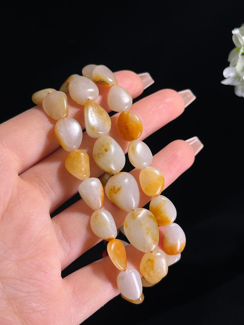 和田玉白玉洒金皮“多籽多福”籽料原石项链（yc260817）