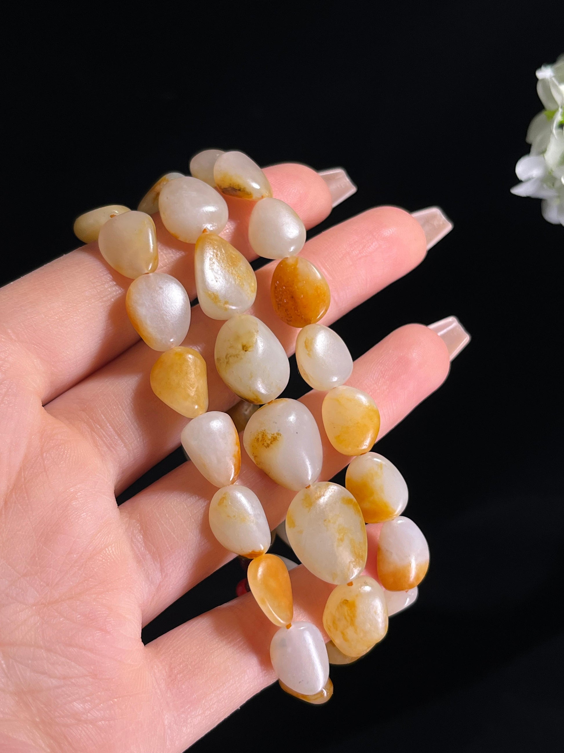 和田玉白玉洒金皮“多籽多福”籽料原石项链（yc260817）