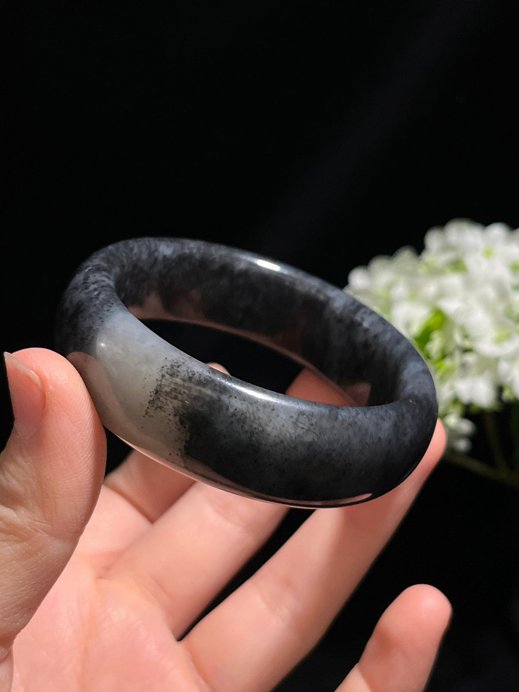 和田玉青花籽料带皮手镯（卡56）（yc254776）