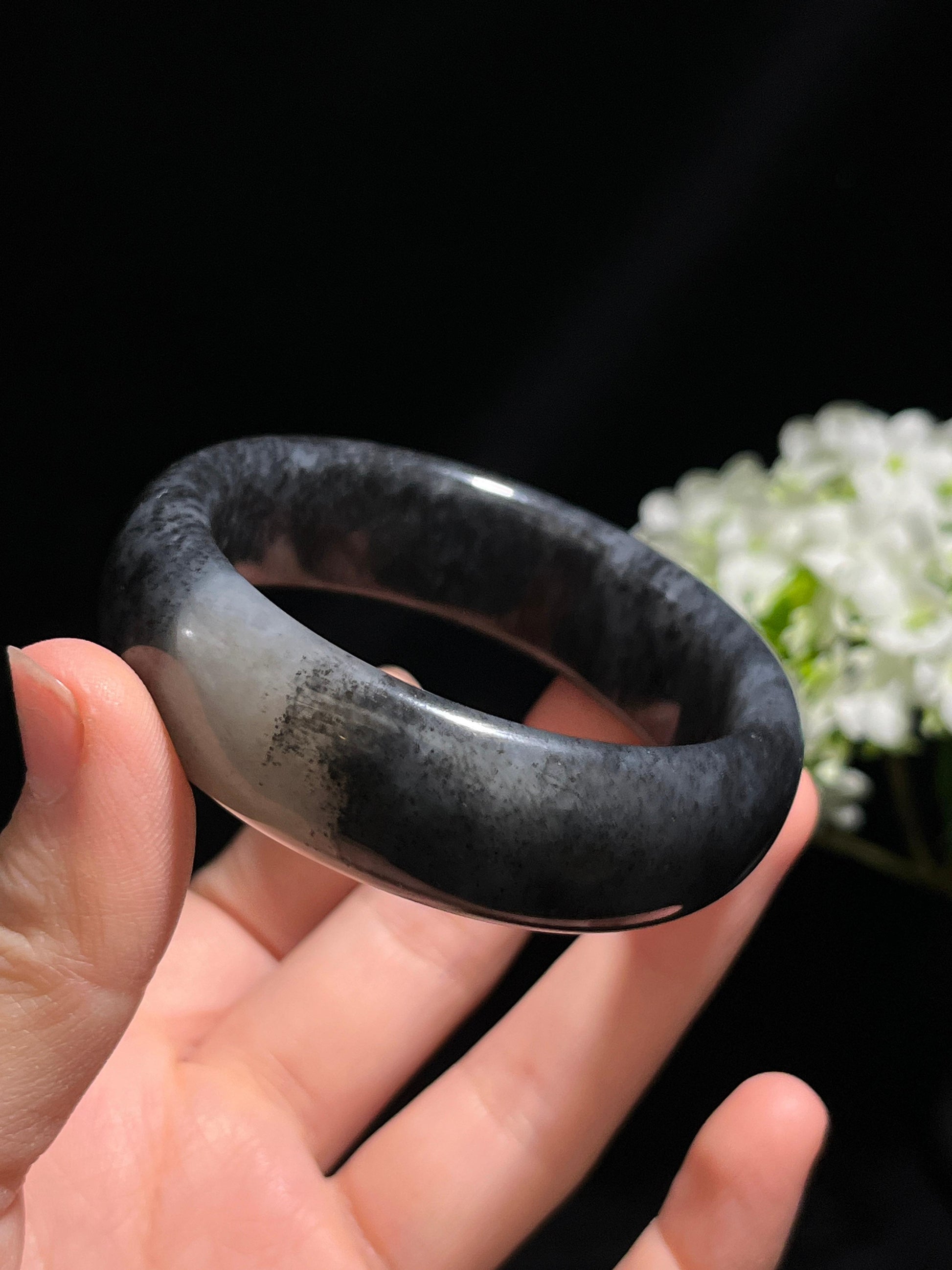 和田玉青花籽料带皮手镯（卡56）（yc254776）