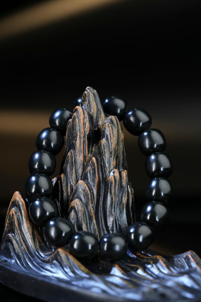 和田玉塔青老型珠手串（yc248320）