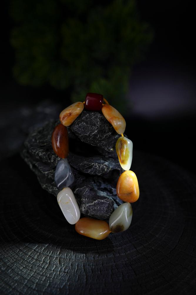 新疆和田玉多宝籽料手串（原籽无修）（yc229734）