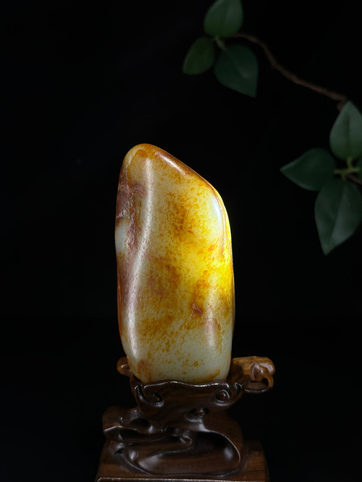 臻品新疆和田玉白玉聚红皮籽料手把件（yc768176）