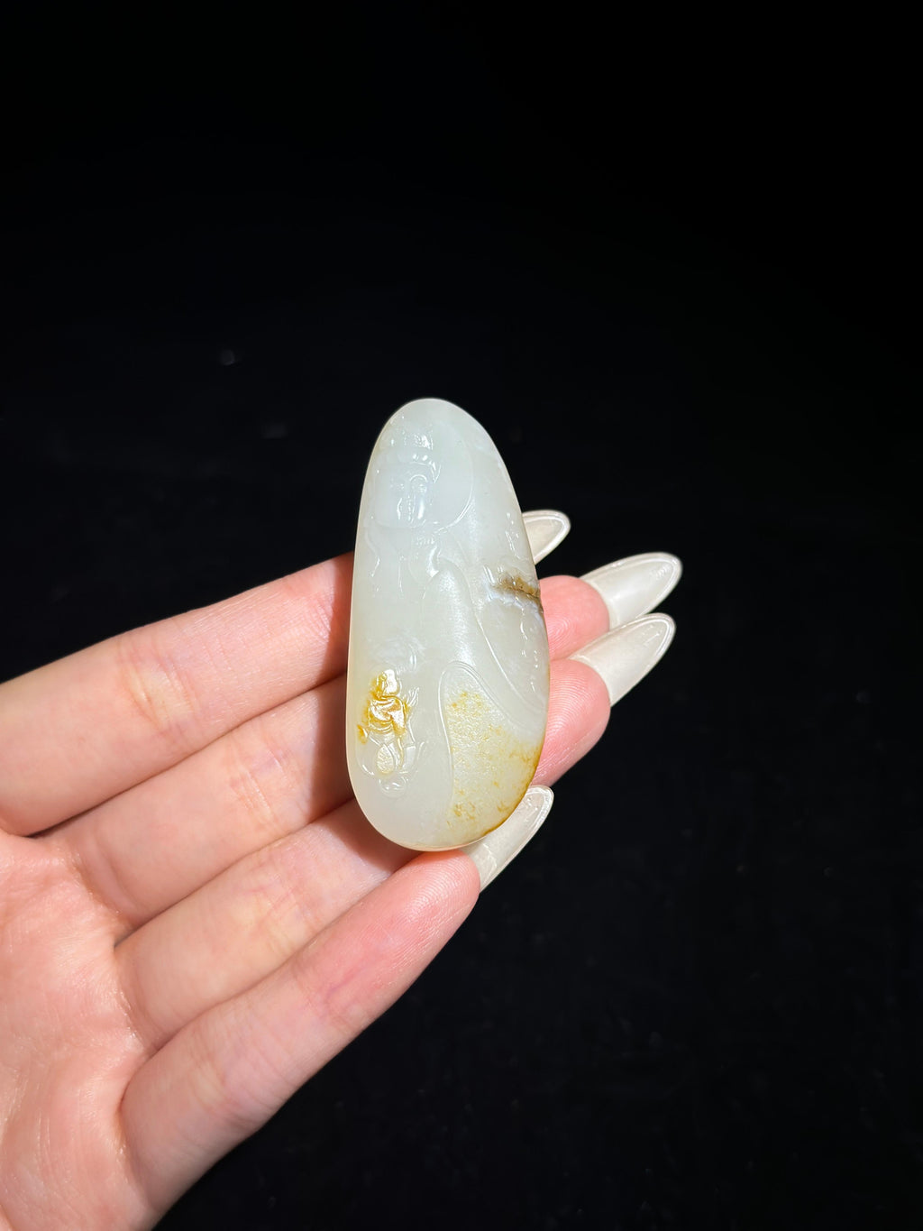 和田玉.籽料洒金皮观音吊坠（yc777213）