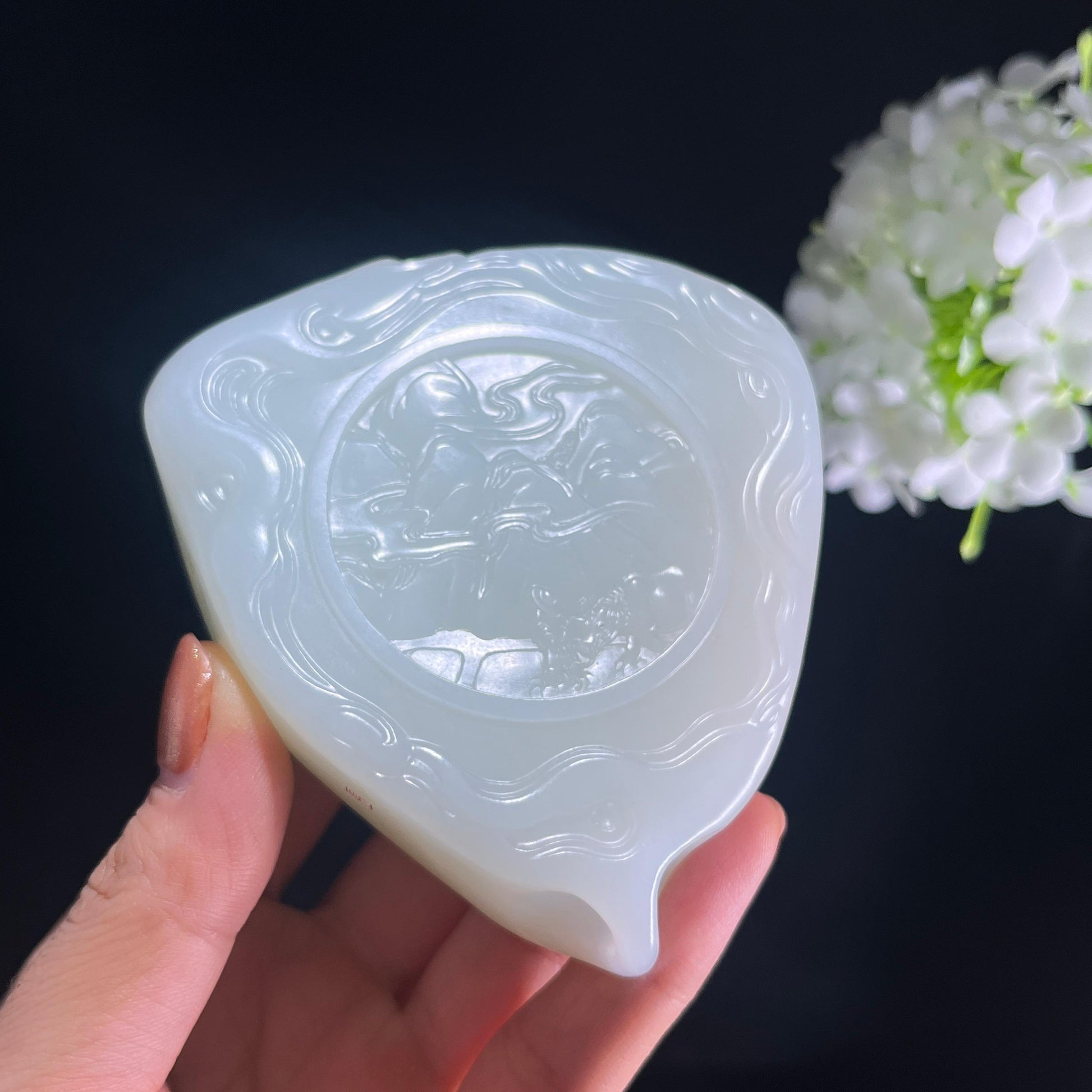 和田玉白玉洒金皮山水雕（yc384169）