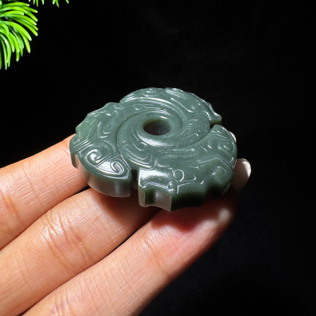 和田玉山料沙枣青仿古玉璇玑（yc727191）
