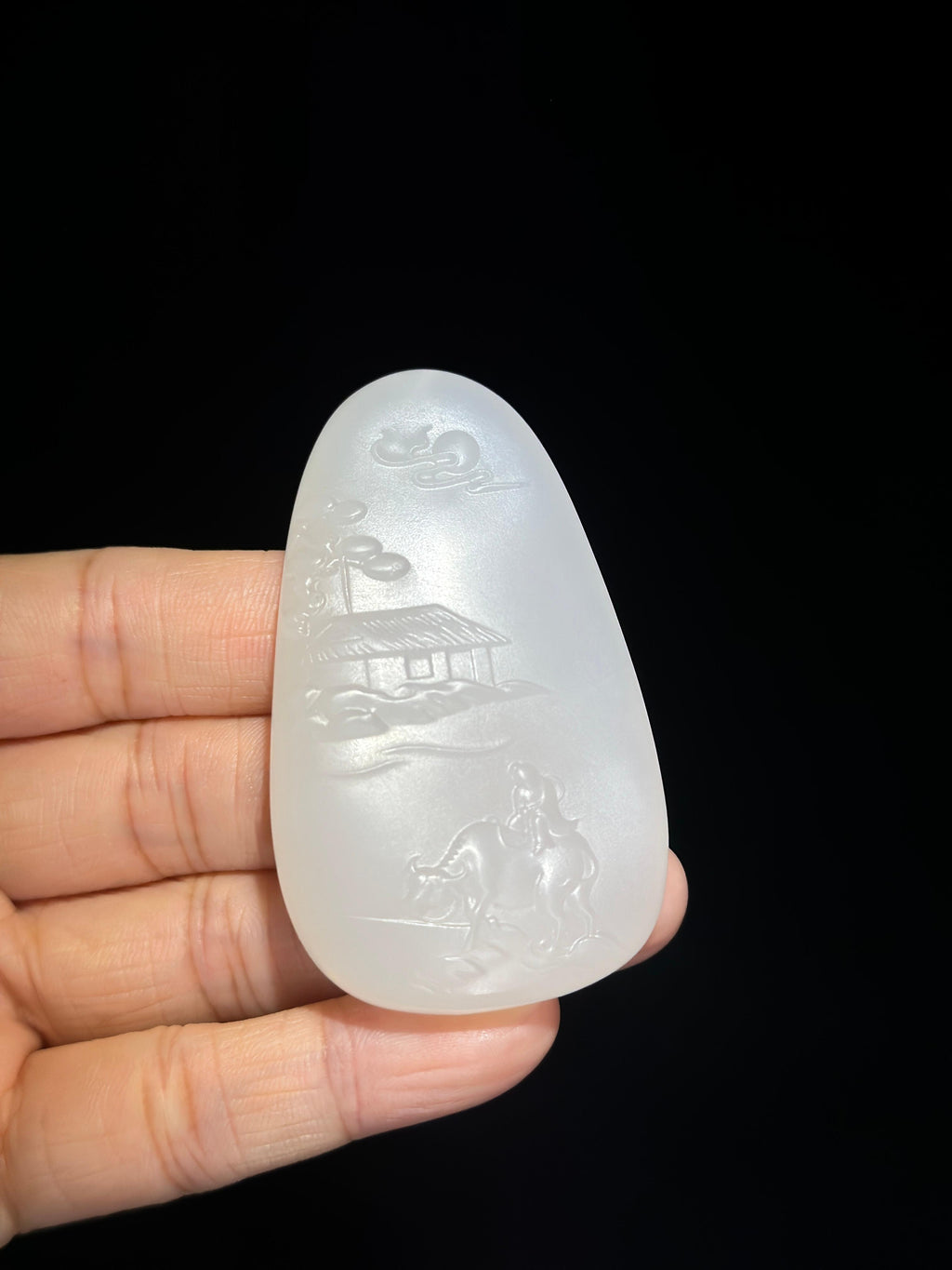 和田玉白玉山水牧童玉牌（yc769242）