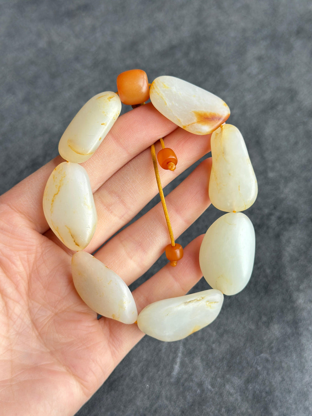 精品新疆和田玉籽料原籽手串（7颗）（yc787597）