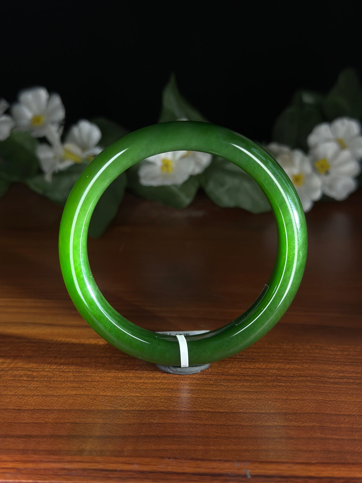 珍品和田玉碧玉菠菜绿平安镯（yc737206）