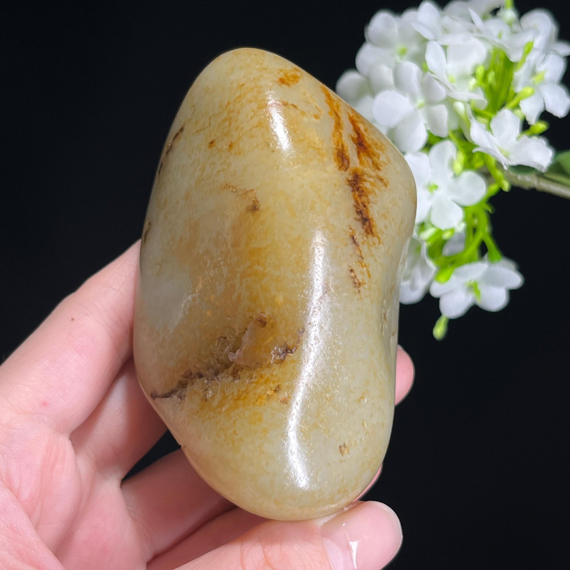 和田玉暖白种洒金皮籽料原石（yc308804）