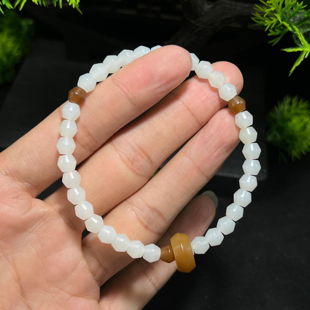 和田玉白玉棱珠手串（yc712898）