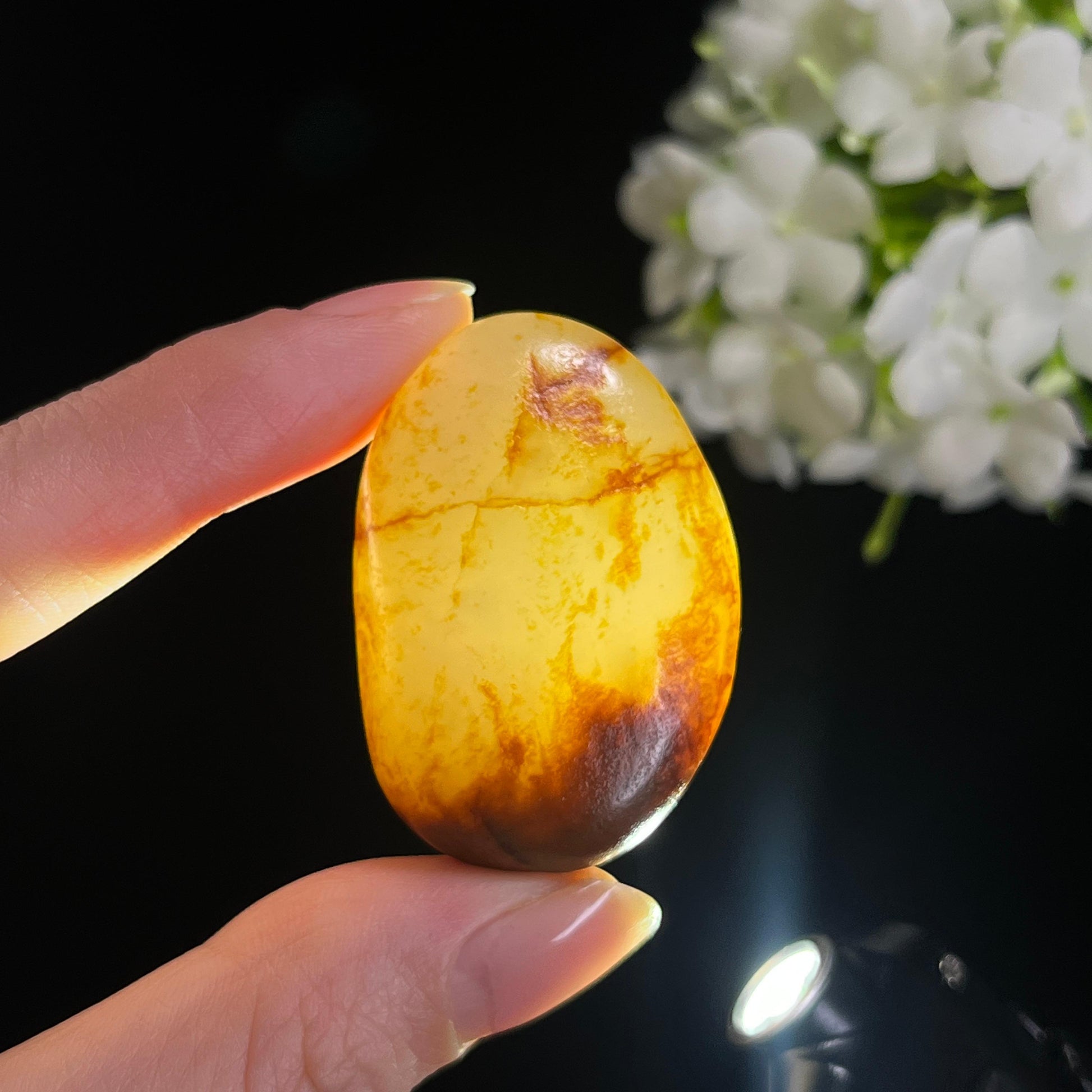 和田玉特色洒金皮聚红皮籽料原石（yc297656）