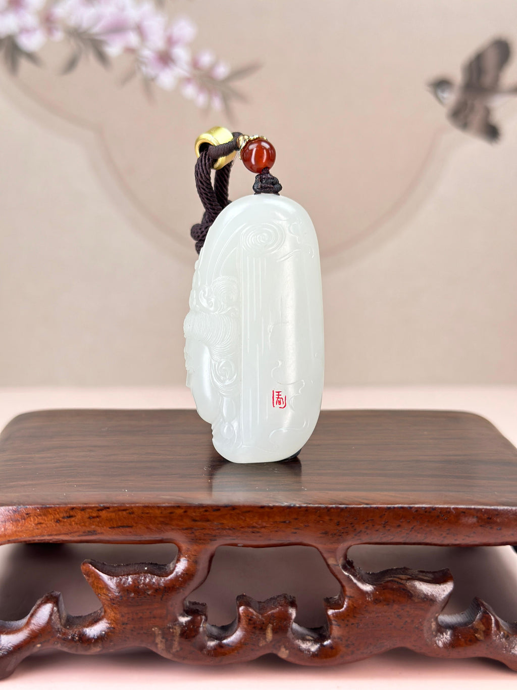 珍品新疆和田玉白玉籽料观音头像挂件（yc766458）