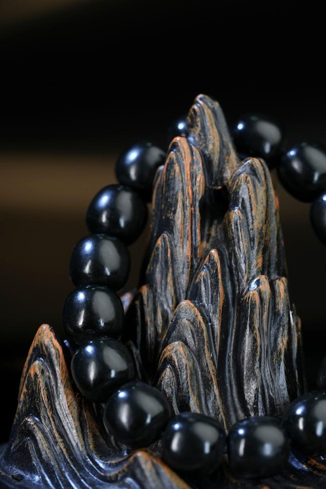 和田玉塔青老型珠手串（yc248320）