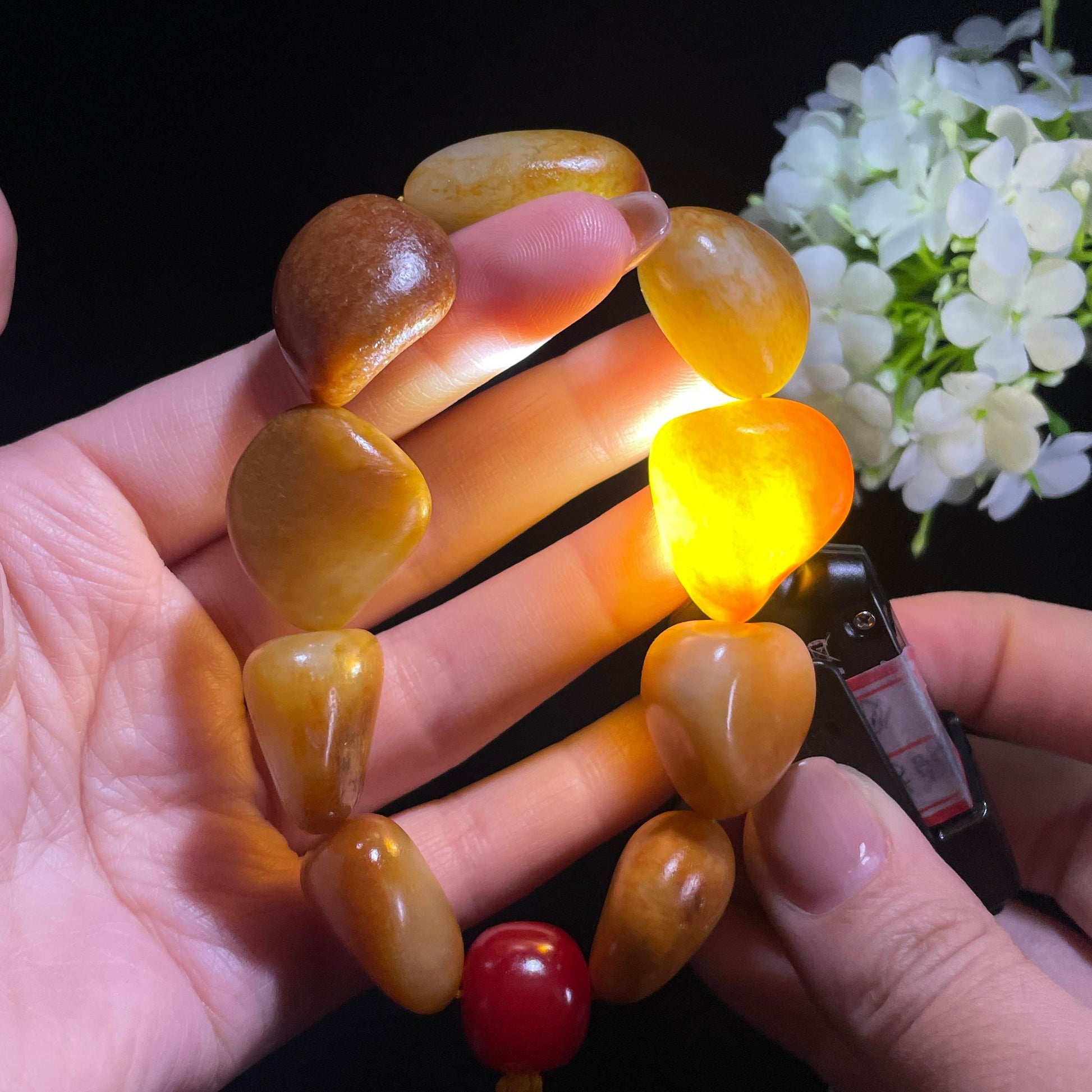 和田玉黄沁红沁原籽手串（yc381853）