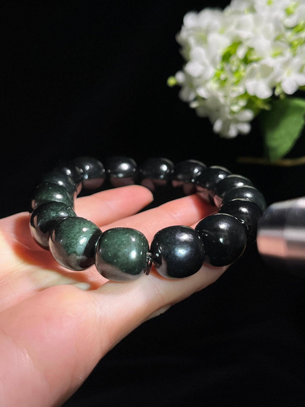 新疆天然和田玉塔青料手串3（yc260247）