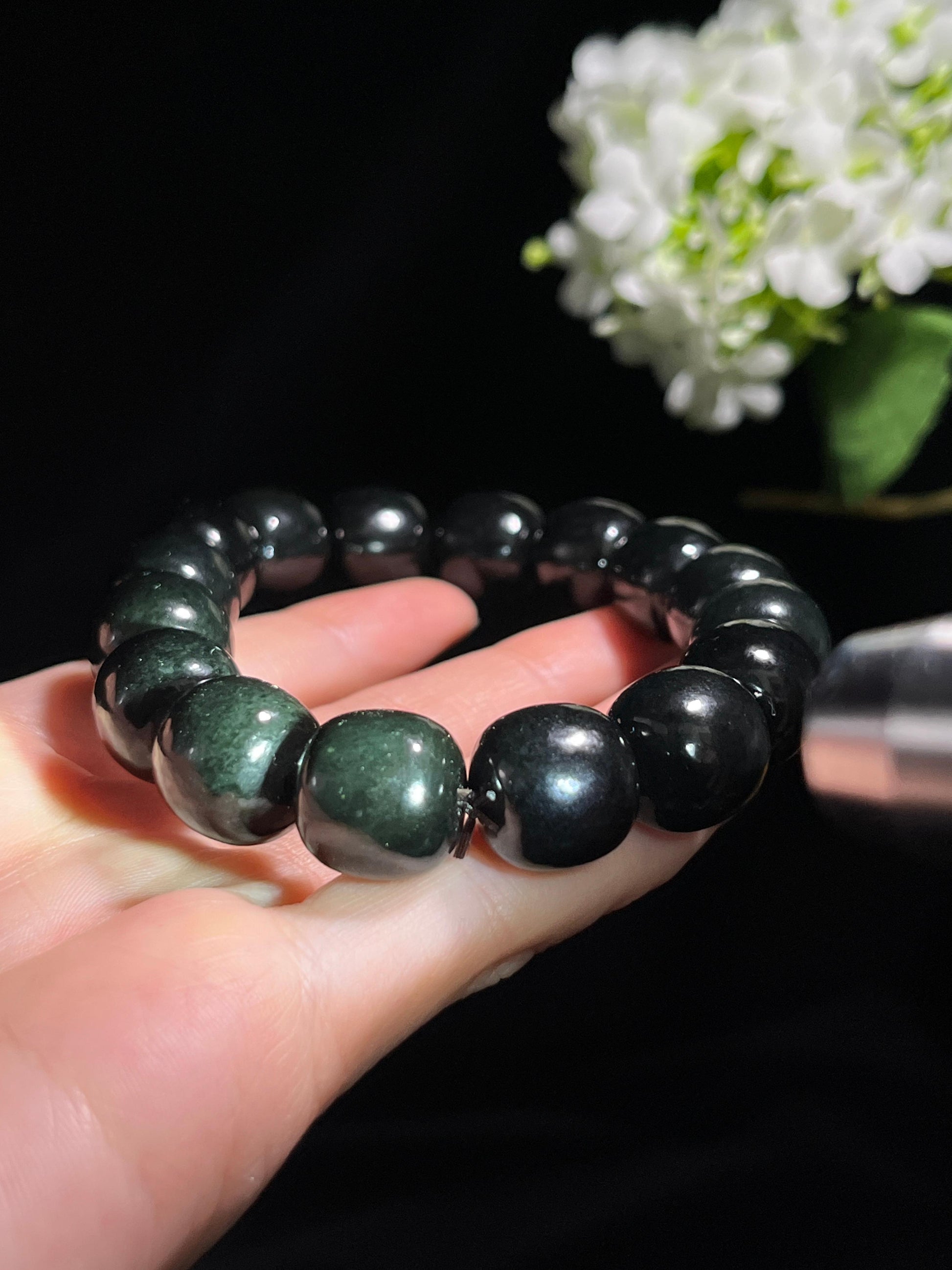 新疆天然和田玉塔青料手串3（yc260247）