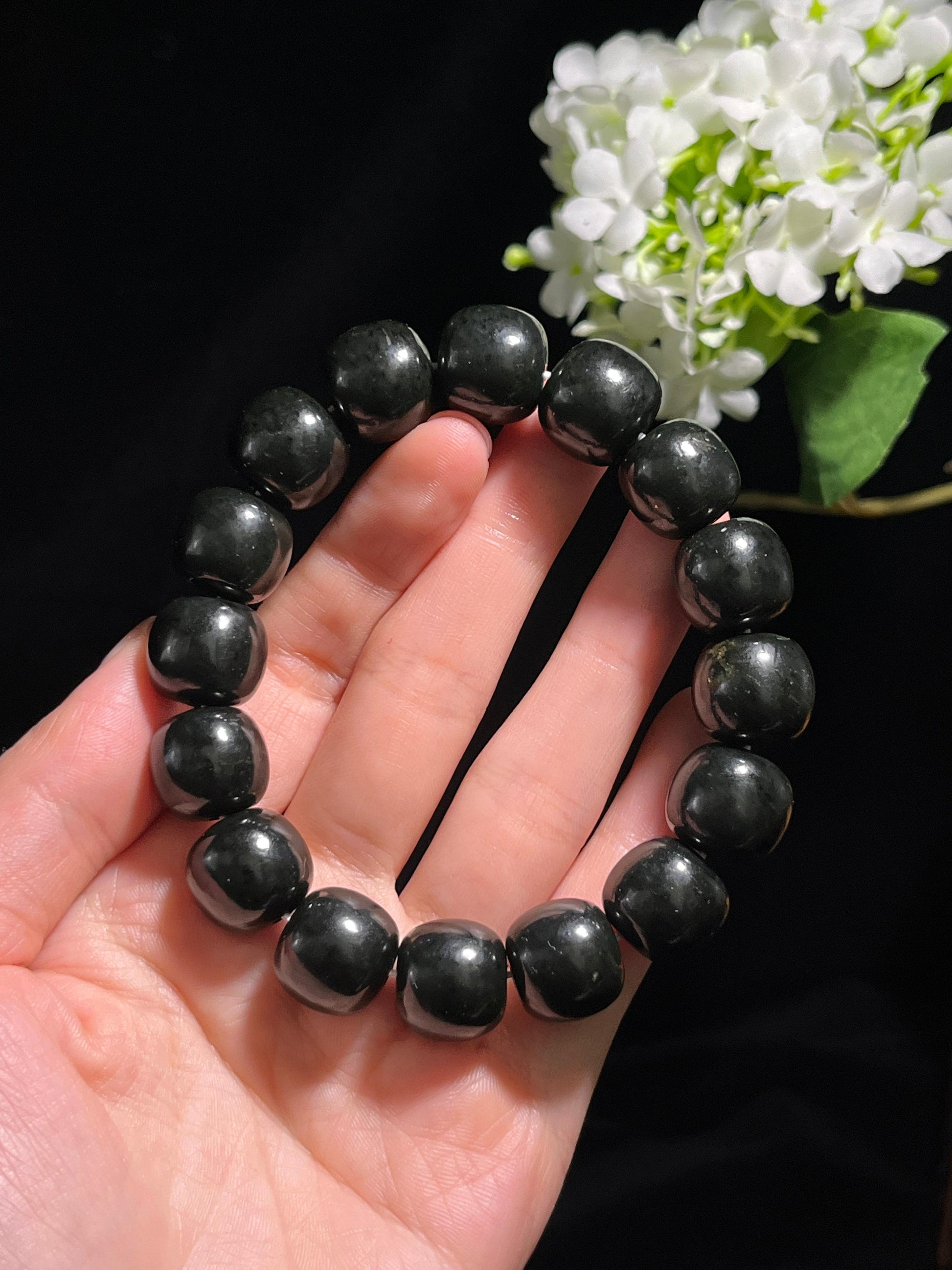 新疆天然和田玉塔青料手串1（yc260242）