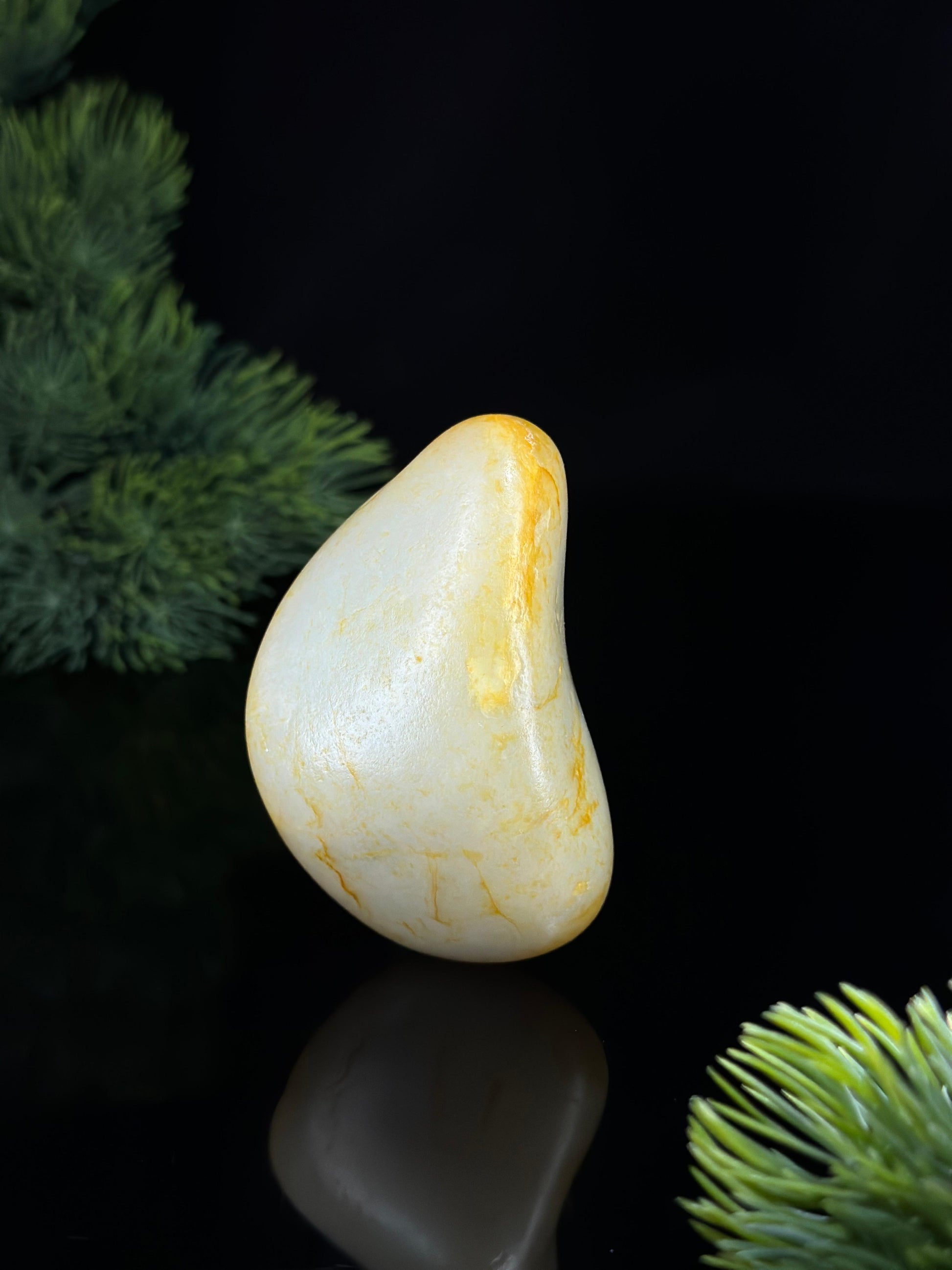 新疆和田玉白玉洒金皮精品籽料手把件（yc478911）