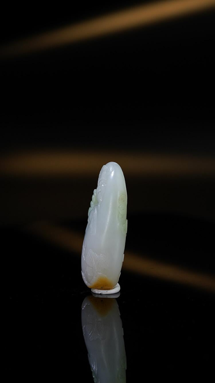 新疆和田玉籽料带翠财神挂件（yc248587）