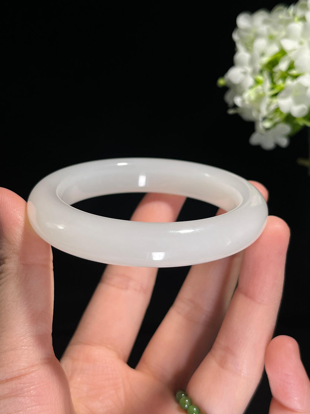 新疆天然和田玉羊脂白玉手镯精品5（卡57）（yc258362）