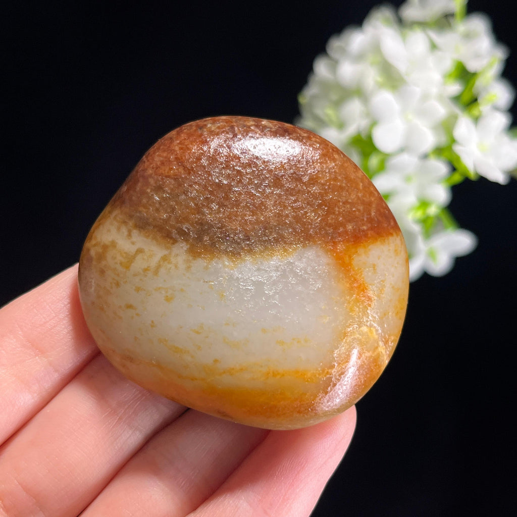 和田玉红沁白玉“江霞分碧”洒金皮籽料（yc367817）