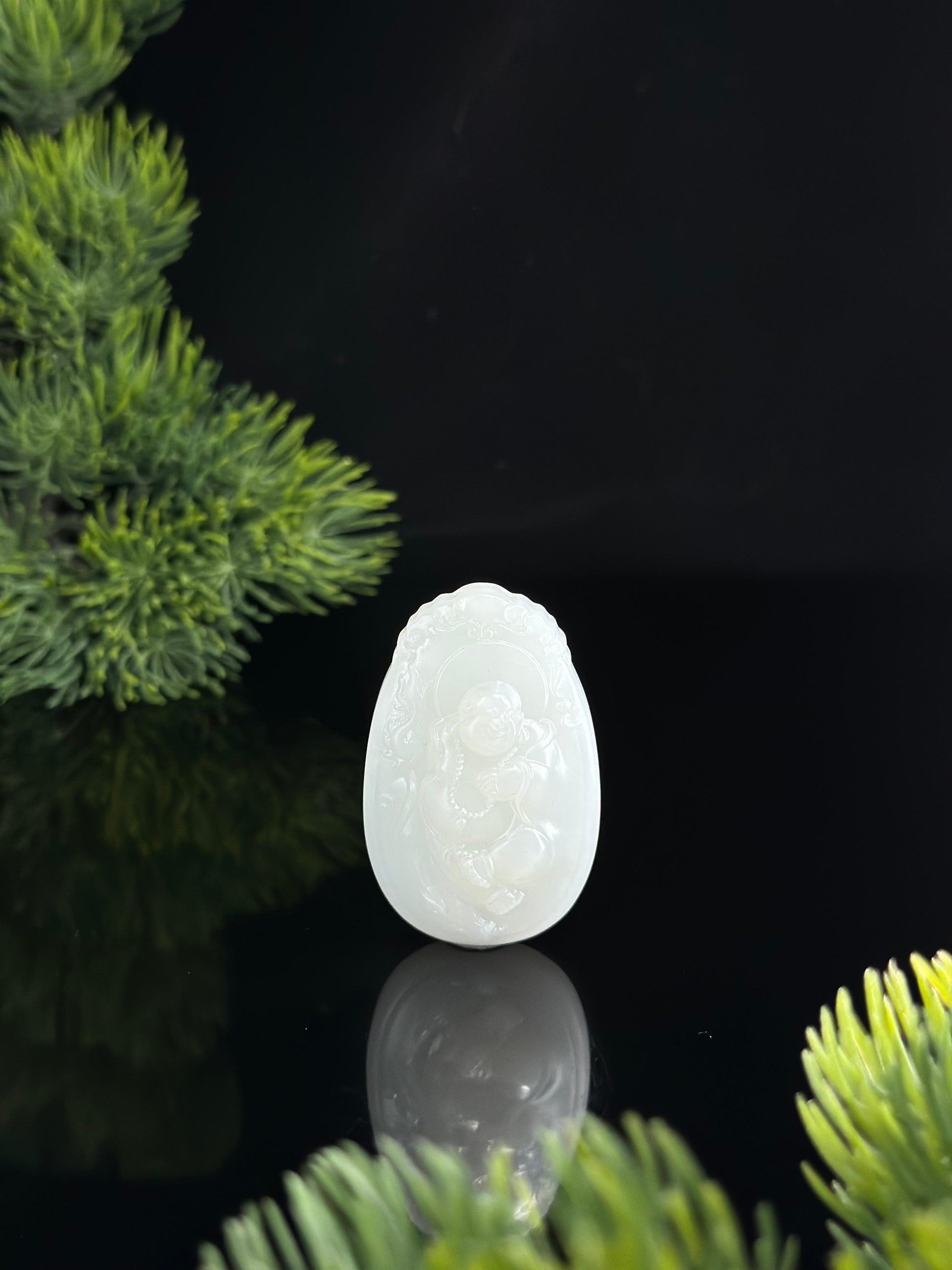 和田玉白玉弥勒佛挂件（yc484429）