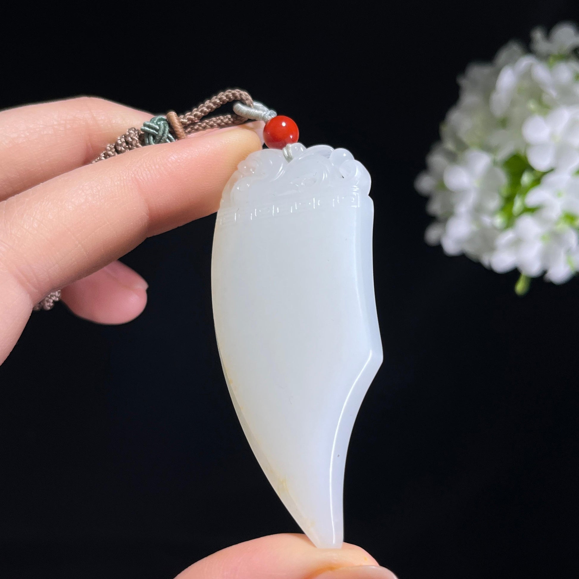 和田玉白玉籽料仿古龙牙（斧形）佩（yc372581）