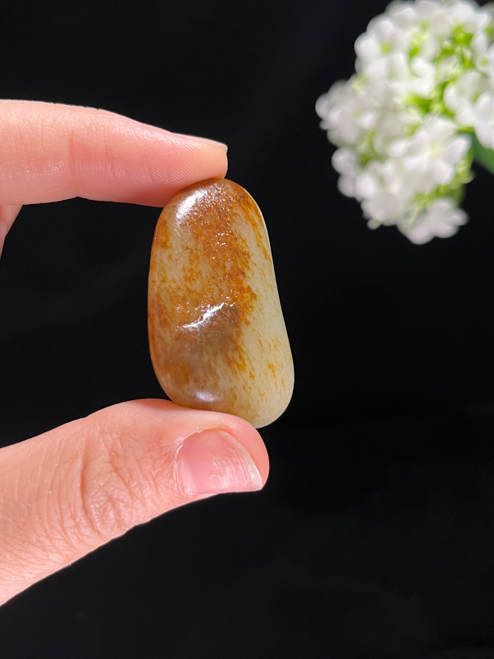 新疆和田白玉精品“流星洒金”籽料原石（yc255635）