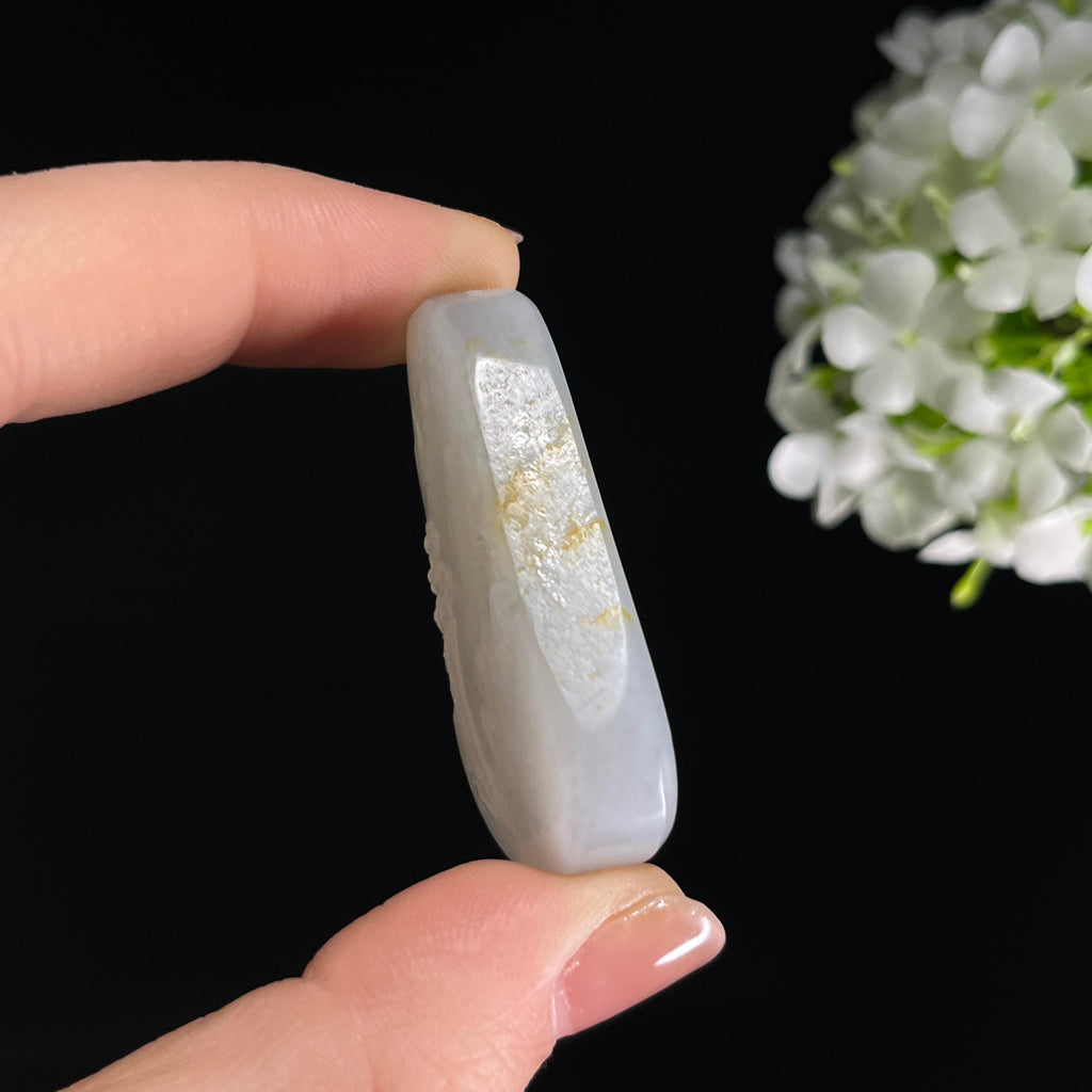 和田玉青花料洒金皮“轻舟过万重”籽料雕刻挂件（yc284639）