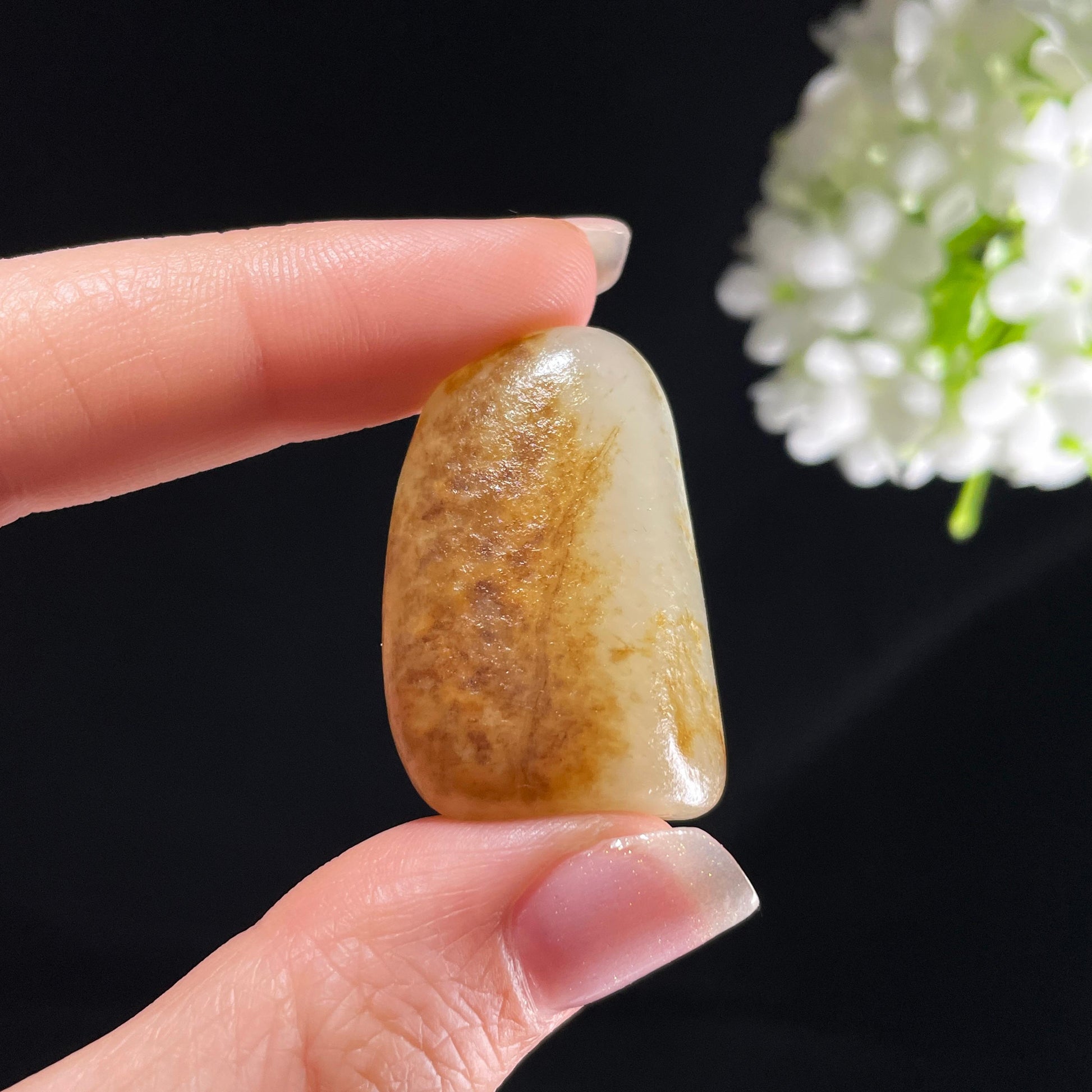 和田玉白玉“霜岸秋痕”聚黄皮籽料（yc394218）