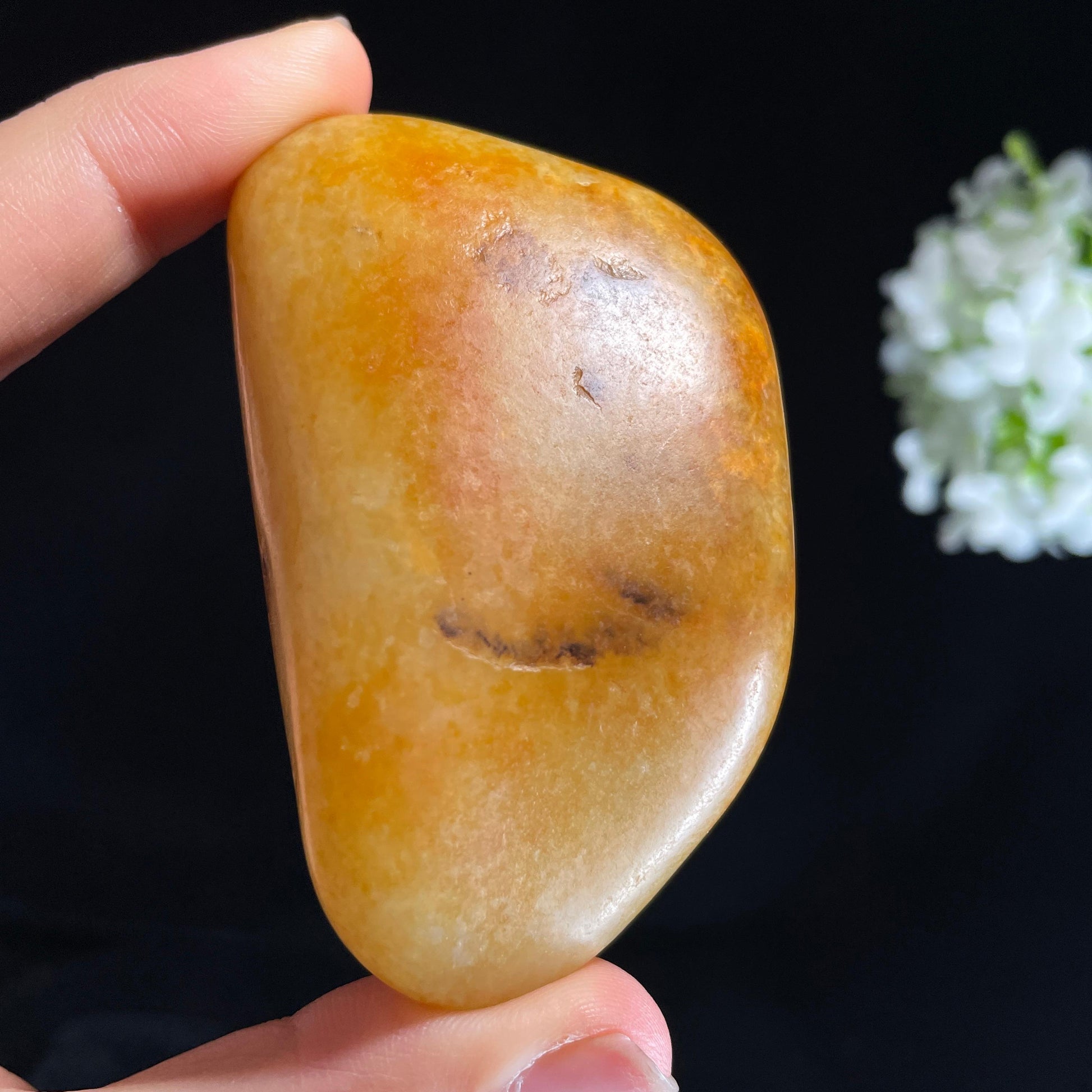 新疆和田玉“漫沁秋痕”白玉黄沁皮籽料（yc442715）