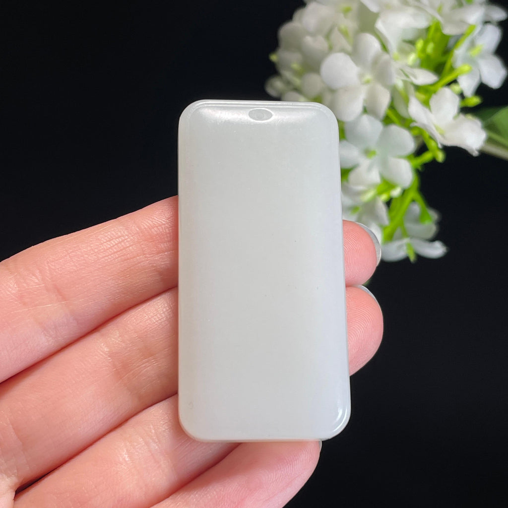 和田玉羊脂白玉“素简含章”平安无事牌（yc337660）