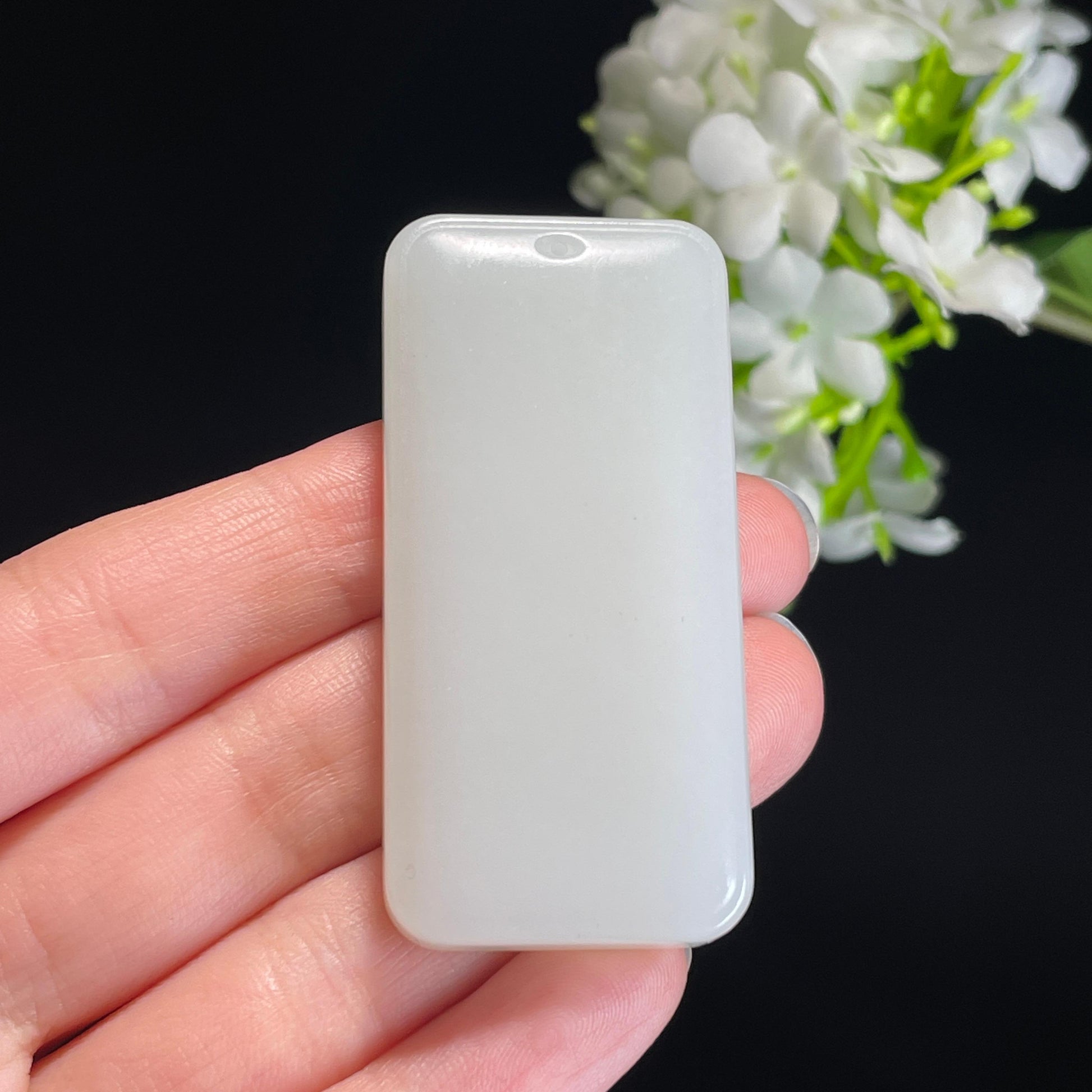 和田玉羊脂白玉“素简含章”平安无事牌（yc337660）