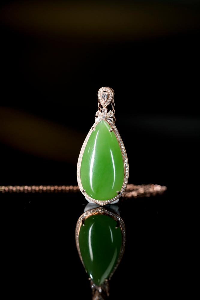 18k玫瑰金镶碧玉挂件（yc253270）