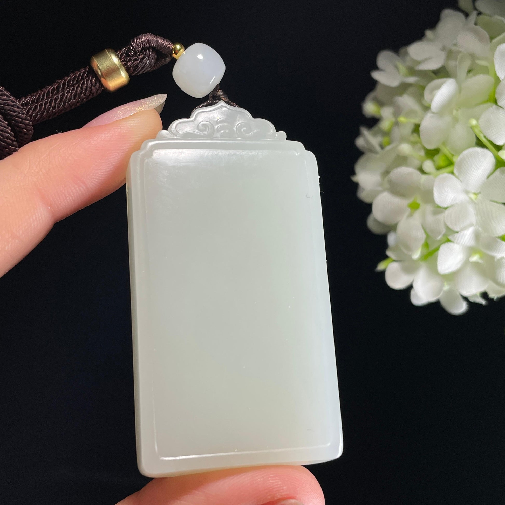 和田玉籽料白玉 “祥云素安无事牌”（yc326304）