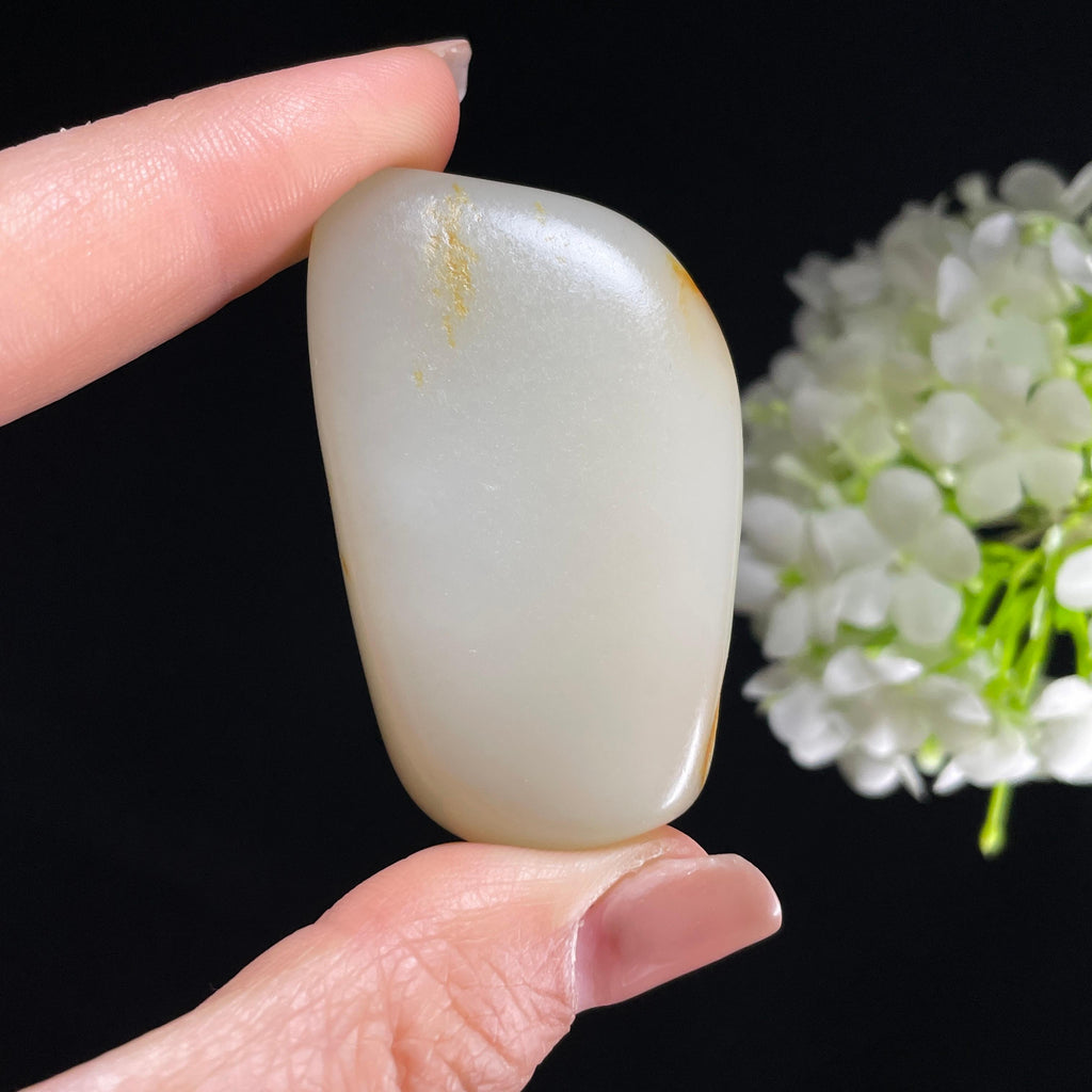 和田玉白玉“秋溪流纹”洒金皮籽料（yc388563）