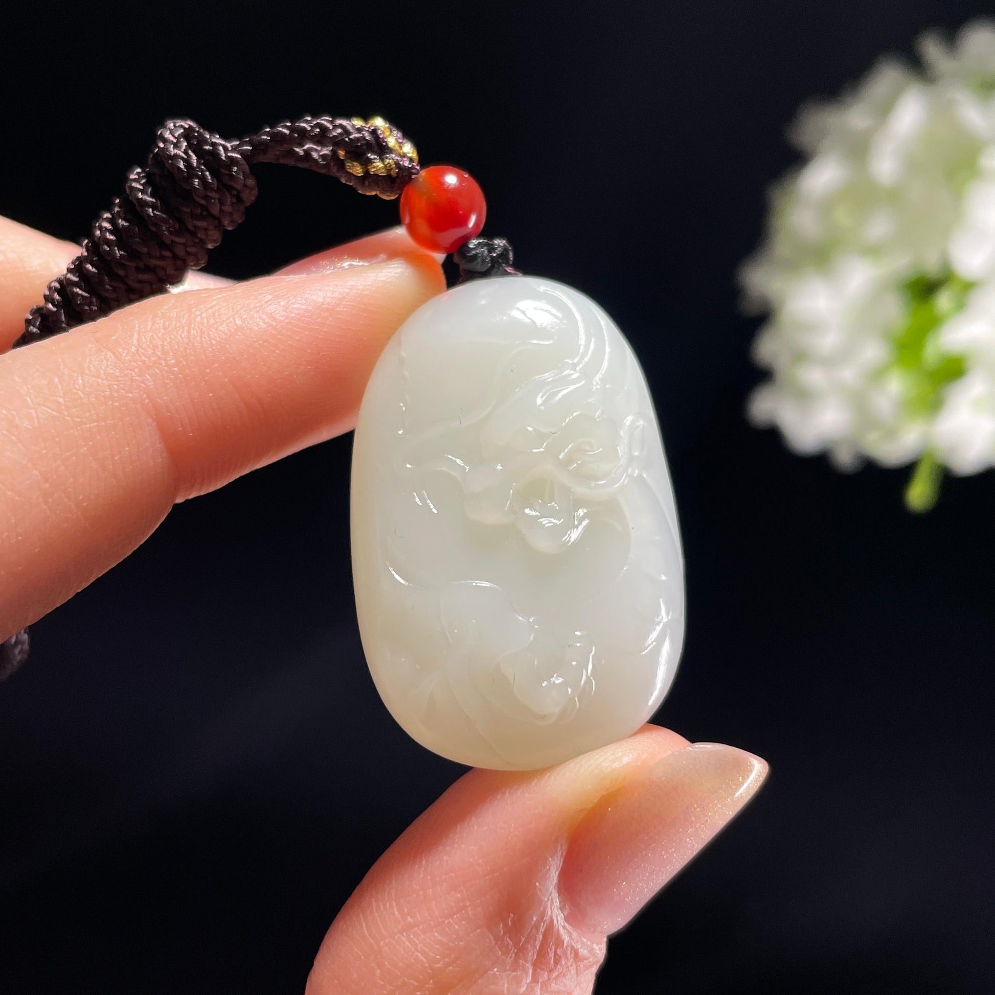 新疆天然和田玉白玉龙雕刻挂件（yc360330）